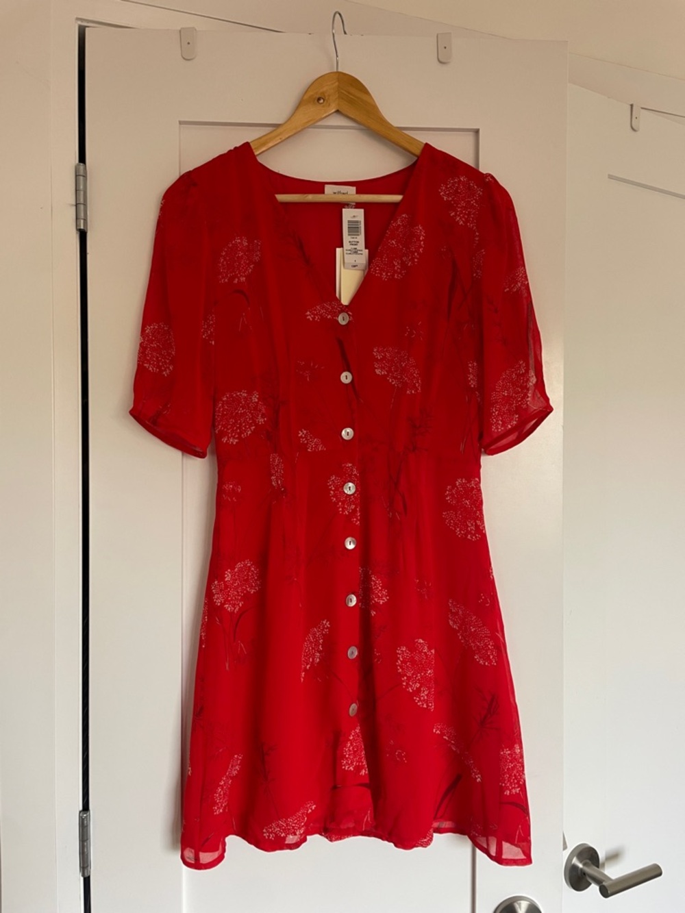 Wilfred Red Floral Button-Front Mini Dress